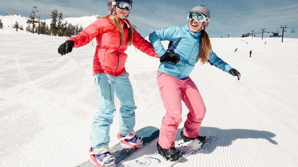 girls snowboarding